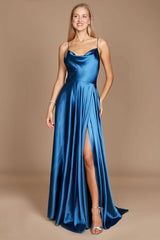Formal Cowl Neck Spaghetti Strap Party Dress