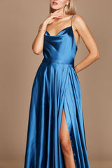 Formal Cowl Neck Spaghetti Strap Party Dress