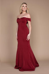 Long Formal Burgundy Mermaid Evening Dress