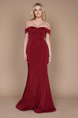 Long Formal Burgundy Mermaid Evening Dress