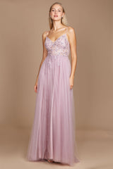 Long Jeweled Hand Beaded Tulle Prom Dress