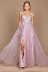 Long Jeweled Hand Beaded Tulle Prom Dress