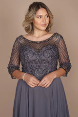 Long Sleeve Hand Beaded Mother of The Bride Dress