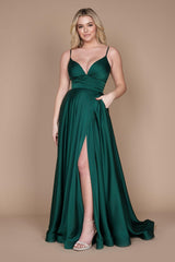Long Spaghetti Strap Prom Formal Gown