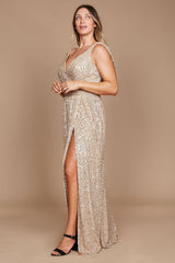 Plus Size Formal Dress Fully Sequin Gown