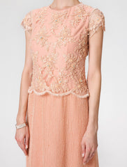 Aimishang Sheath / Column Mother of the Bride Dress Formal Vintage Inspired Jewel Neck Ankle Length Chiffon Beaded Lace Short Sleeve No with Lace Beading