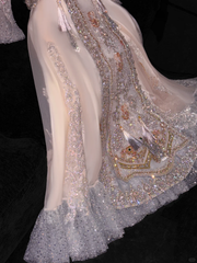 Gorgeous Sparkling Pink Beaded Sequin A-Line Romantic Chiffon Evening Dress Prom Dresses HZ1024