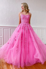 Princess Scoop Neck Lace Appliques A-line Empire-Waist Long Formal Dress