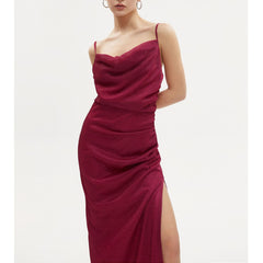 Chic elegant sexy slim shoulder straps and ground length godons evening dresses
