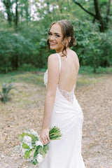 Charming Mermaid Cowl Neck Satin Wedding Dress with Slit