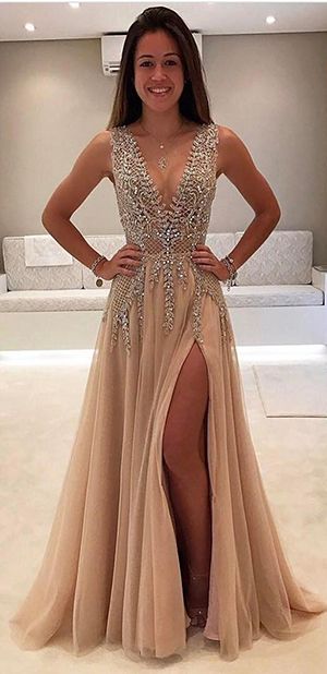 Sexy Prom Dress Slit Skirt,  Graduation School Party Dress, Winter Formal Dress
