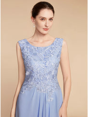 Aimishang  Two Piece Sheath / Column Mother of the Bride Dress Wedding Guest Elegant Petite Scoop Neck Knee Length Chiffon Lace Half Sleeve with Ruching Solid Color