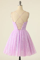 Light Green Sequins A-Line Lace-Up Homecoming Dress, AST1075