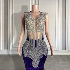 Lovertjes mouwloze mermaid prom -jurk met kralen