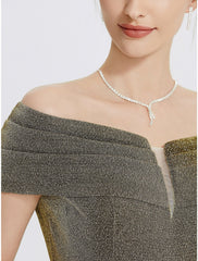 A-Line Evening Gown Elegant Dress Formal Sweep / Brush Train Sleeveless Sweetheart Charmeuse with Glitter Slit