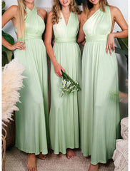 Sheath / Column Bridesmaid Dress Halter Sleeveless Convertible Ankle Length Spandex