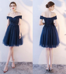 Charming Navy Blue Homecoming Dress, Short Prom Dress