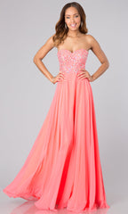 Beaded-Bodice Strapless Long Prom Dress 20168