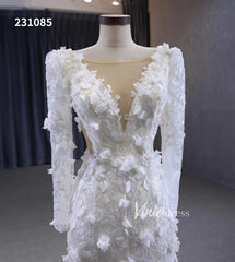 Elegant 3D Floral Lace Mermaid Wedding Dresses Long Sleeve Bridal Gown 231085