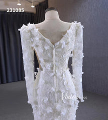 Elegant 3D Floral Lace Mermaid Wedding Dresses Long Sleeve Bridal Gown 231085