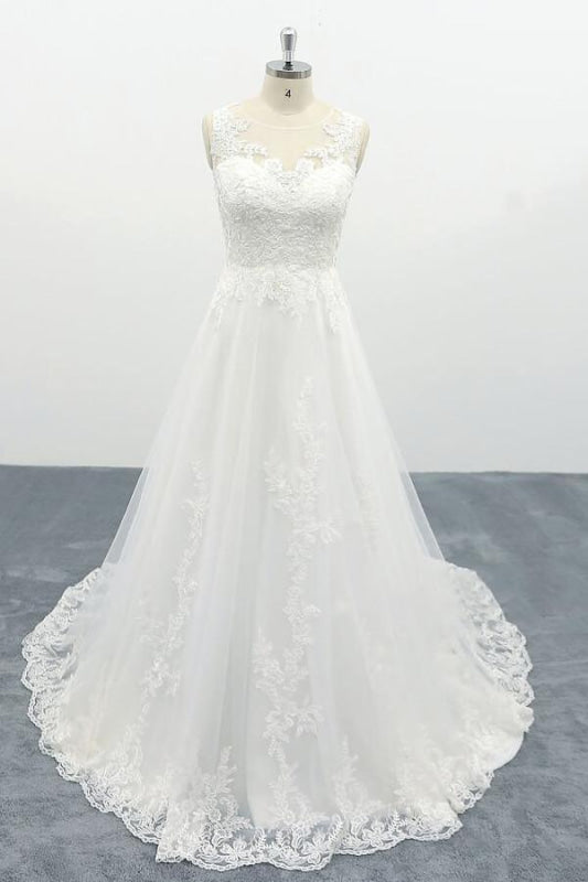 Elegant Appliques Tulle A-line Wedding Dress
