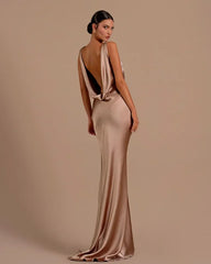 Elegant Champagne Mermaid Prom Dress Long Slimming with Ruffles