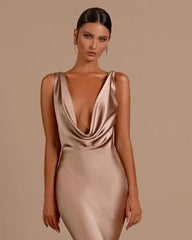 Elegant Champagne Mermaid Prom Dress Long Slimming with Ruffles
