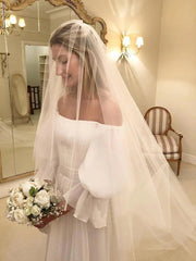 Elegant Chiffon Beach Wedding Dresses with 3/4 Sleeves