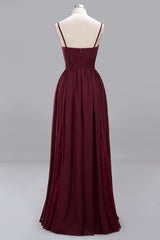 Elegant Chiffon Lace V-Neck A-line Long Bridesmaid Dress