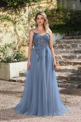 Elegant Dark Green A-Line Spaghetti Straps Prom Dresses with Split