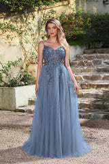 Elegant Dark Green A-Line Spaghetti Straps Prom Dresses with Split