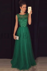Elegant Gray A-Line Prom Dress Sequined Tulle Evening Gown