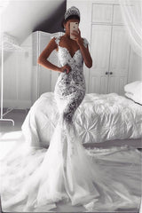 Elegant Lace Appliques Cap Sleeves Mermaid Wedding Dress With Zipper Button Back