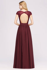 Elegant Lace Open-Back Burgundy Bridesmaid Dresses