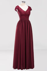 Elegant Lace Open-Back Burgundy Bridesmaid Dresses