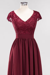Elegant Lace Open-Back Burgundy Bridesmaid Dresses
