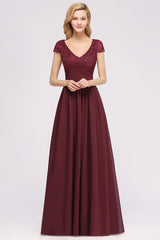 Elegant Lace Open-Back Burgundy Bridesmaid Dresses