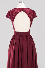 Elegant Lace Open-Back Burgundy Bridesmaid Dresses
