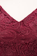 Elegant Lace Open-Back Burgundy Bridesmaid Dresses