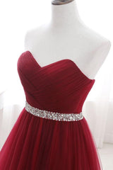 Elegant Strapless Sweetheart Tulle Ball Gown Prom Dress Long