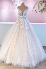 Elegante lange A-lijn Appliques Lace Tule Sweetheart Backless trouwjurk