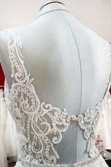 Elegante lange A-lijn prinses tule lieverd ruches trouwjurk