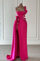 Elegante lange glitter mouwloze front splitste lange prom -jurken met ruches lang