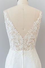 Elegante lange zeemeermin V-hals kanten Backless trouwjurk