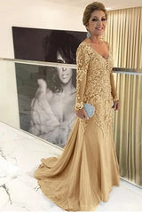 Elegant Long Sleeves Lace mother of the bride dress V-Neck