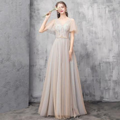 Elegant Off Shoulder Floor Length Tulle Prom Dress Bridesmaid Dresses