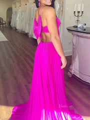 Elegant Pleated Satin Prom Dresses 2025 Spaghetti Strap Formal Gown with Slit - FD5132