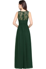 Elegant Round Neck Chiffon Formal Dress Sleveless Aline Evening Dress Floor Length