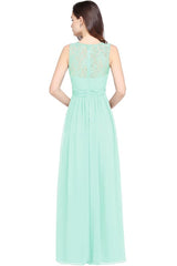 Elegant Round Neck Chiffon Formal Dress Sleveless Aline Evening Dress Floor Length