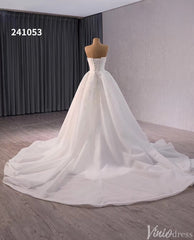 Elegant Strapless Lace Applique Wedding Gown Sweetheart Neck Bridal Dress 241053